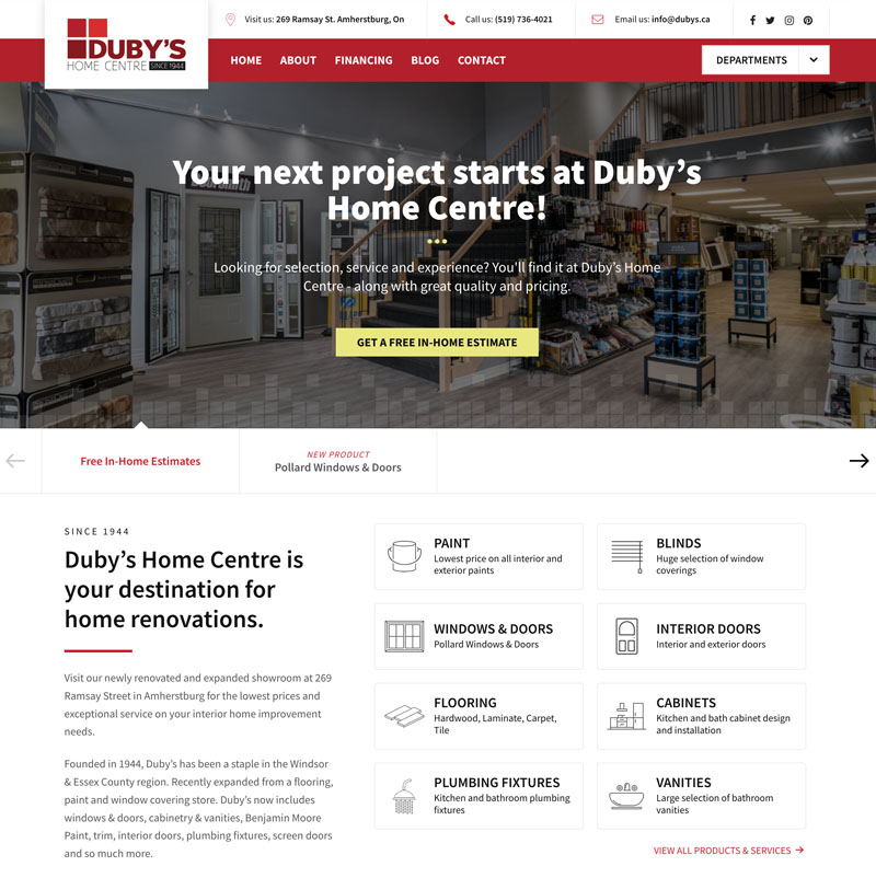 Duby's Home Centre homepage