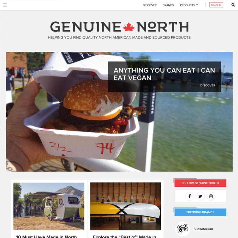 Genuine North website homepage